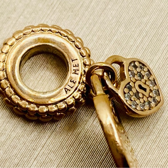 EUC Pandora 781807CZ Pandora Rose Love Locks Dangle Charm w/ Clear Zirconia - Picture 7 of 8